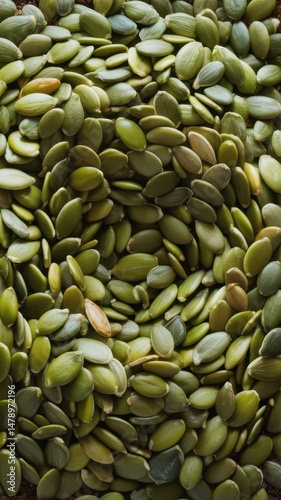 Greenish-brown seed pods scattered on neutral surface for texture focus
