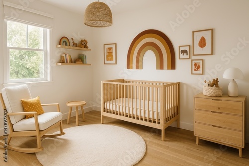 Cozy modern nursery design.