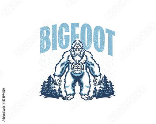 bigfoot snow monster illustration