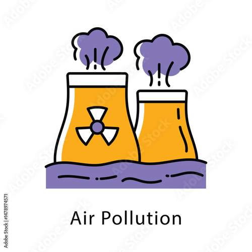 Air Pollution Vector Filled Outline Style icon. Eps 10 File