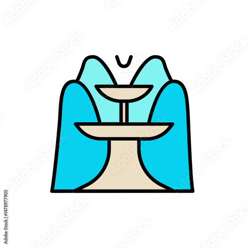 Brutalist Water Fountain Icon for Urban Concrete Art.