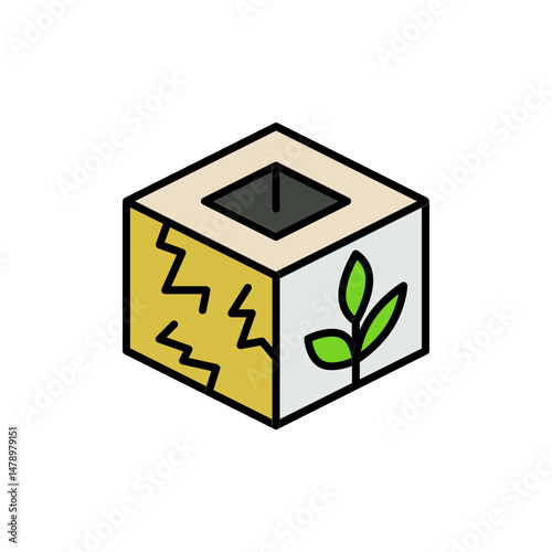 Concrete Cube Art Icon for Minimalist Sculpture.
