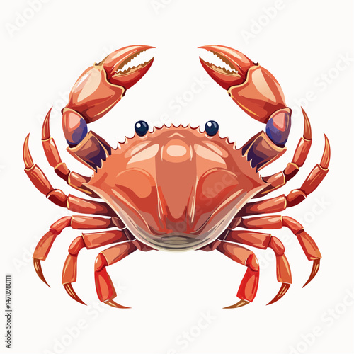 Illustration of a ReddishOrange Crab with Claws Raised