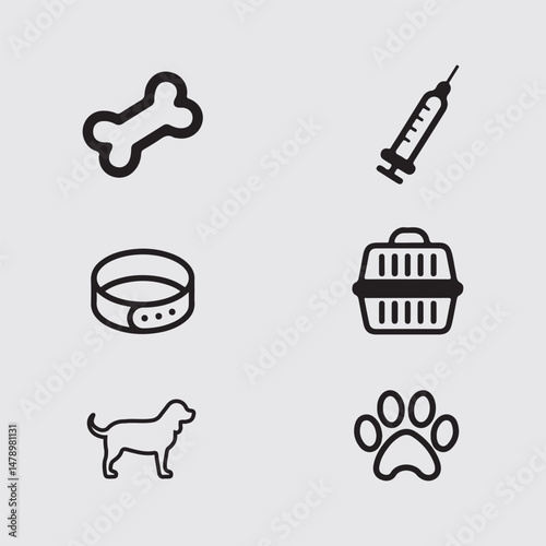 Modern Geometric Dog Logo for Tech Pet Services set icon