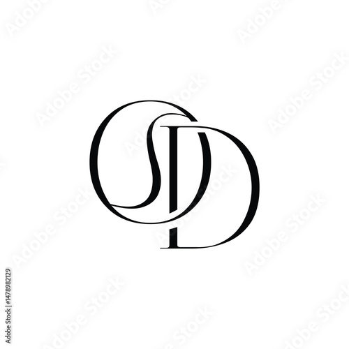 OD monogram logo design letter text name symbol monochrome logotype alphabet character simple logo