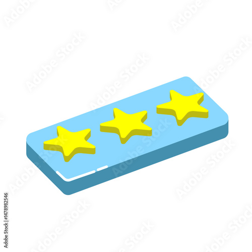 Isometric yellow star rating illustration