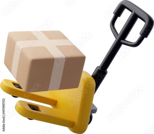 3d Vector Hand pallet truck, Forklift, transportation warehouse, Business and logistic concept.