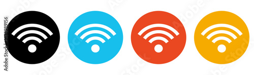 wifi・ワイファイ・wi-fiのアイコンマーク文字入り丸型