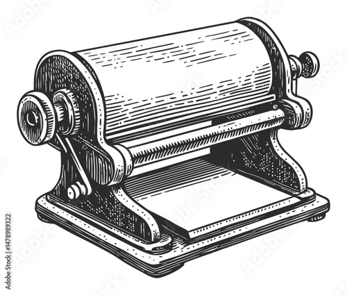 Vintage Printing Press Illustration for Art and Design Projects