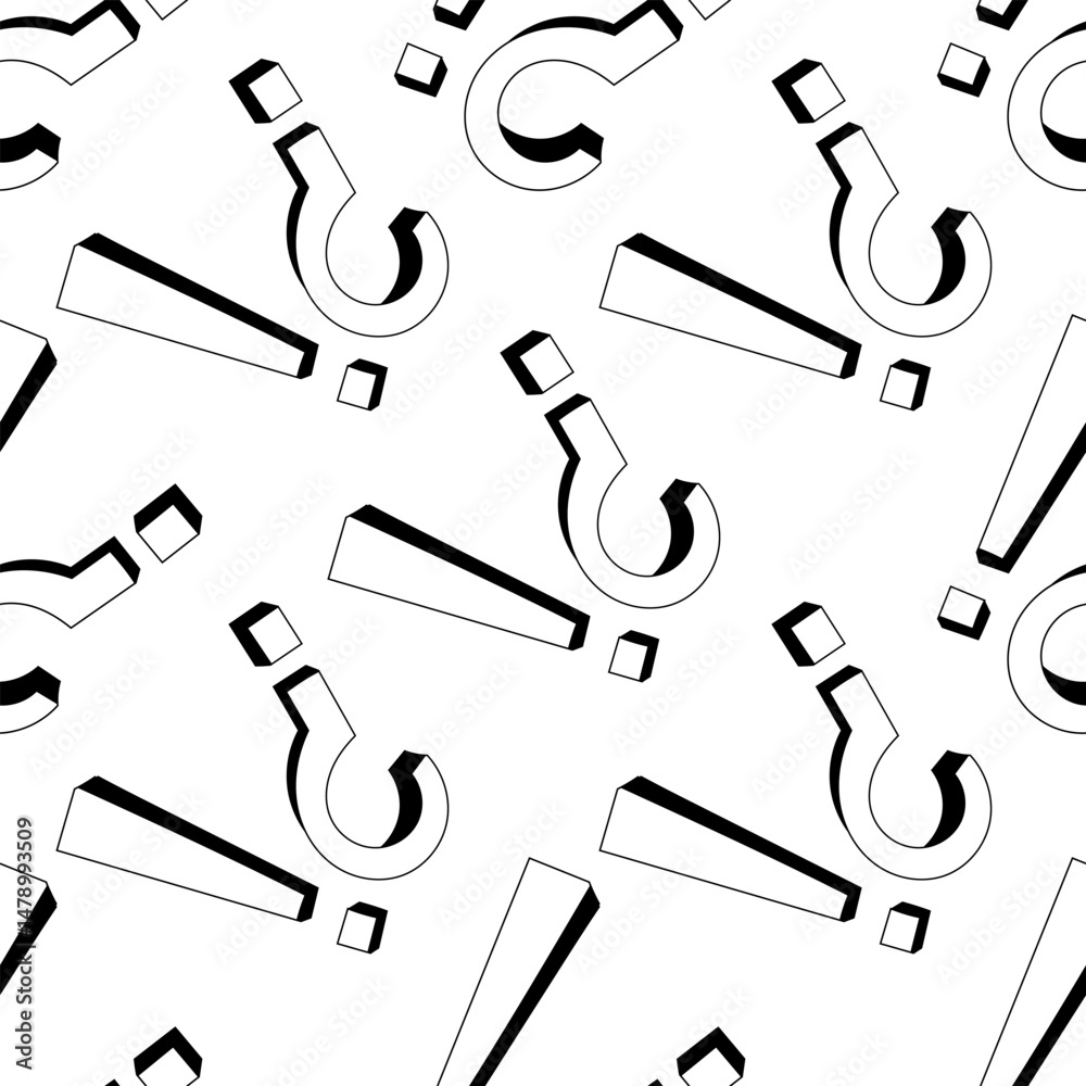 Seamless background of exclamation marks and question marks