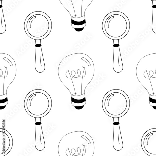 Seamless background of hand-painted incandescent lamps