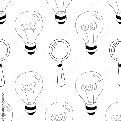 Seamless background of hand-painted incandescent lamps