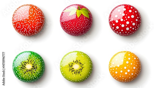 Wallpaper Mural Colorful fruit-themed buttons Torontodigital.ca