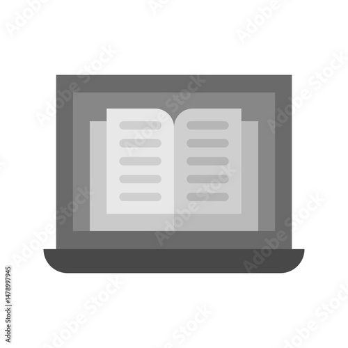 Read Book on Laptop icon vector image. Suitable for mobile apps, web apps and print media.