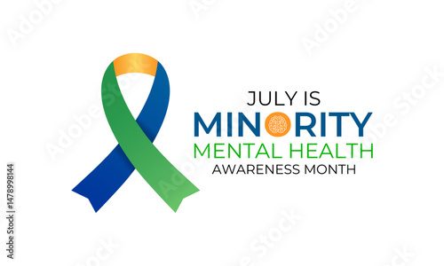 National Minority Mental Health Awareness Month. Breaking Stigma, Promoting Equity, and Supporting Mental Wellness in Underserved Communities Banner, social media, poster, and background design.