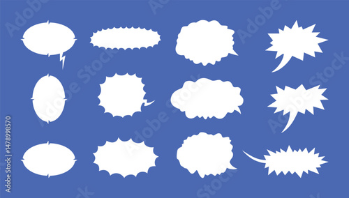  Speech bubbles set.Template comics conversation talking. Clip art cartoon element isolated editable. Vector illustration