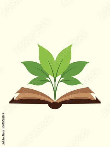 a book with leaves instead of pages logo illustration