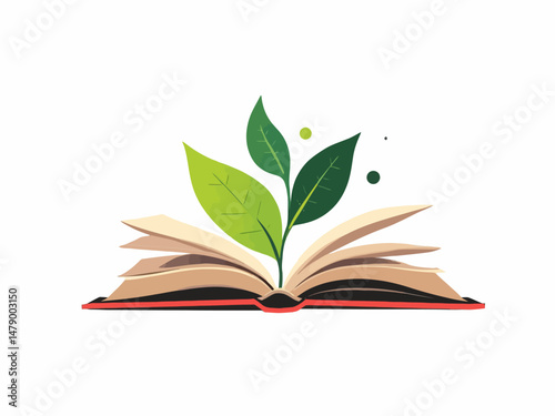 a book with leaves instead of pages logo illustration