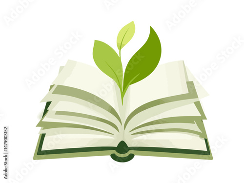 a book with leaves instead of pages logo illustration