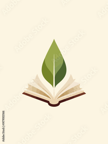 a book with leaves instead of pages logo illustration