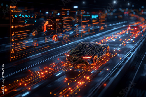 Creative Car Insurance Concept Illustrated in a Modern Digital Style