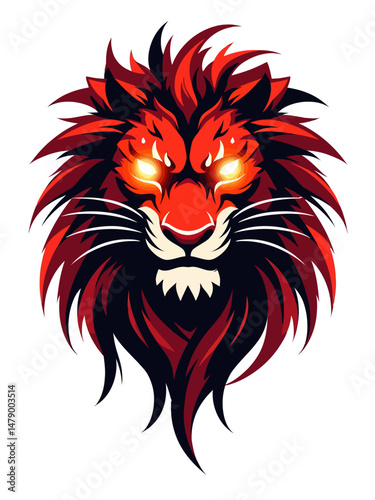  football team logo, hand-painted style, fierce lion face with abstract strokes, glowing eyes 