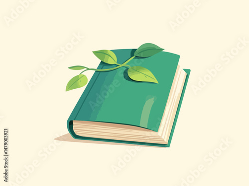 a book with leaves instead of pages logo illustration
