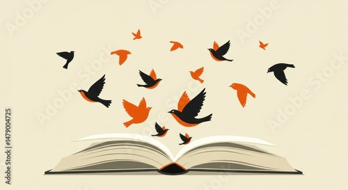 Open Book Birds Flying Imagination Reading Literature photo