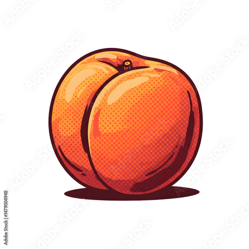 Retro pop art illustration of a peach