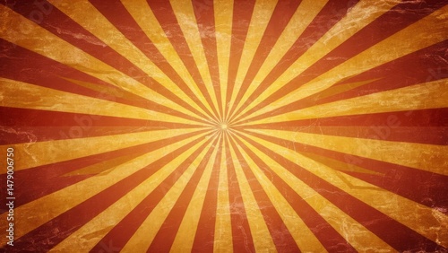 Vintage circus backdrop with radial retro stripe pattern. Circus style, retro design, entertainment, festival and event decoration