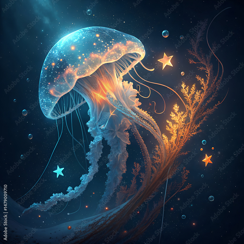 Naklejka premium jellyfish in the water