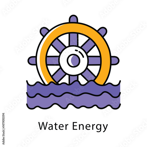 Water Energy Vector Filled Outline Style icon. Eps 10 File