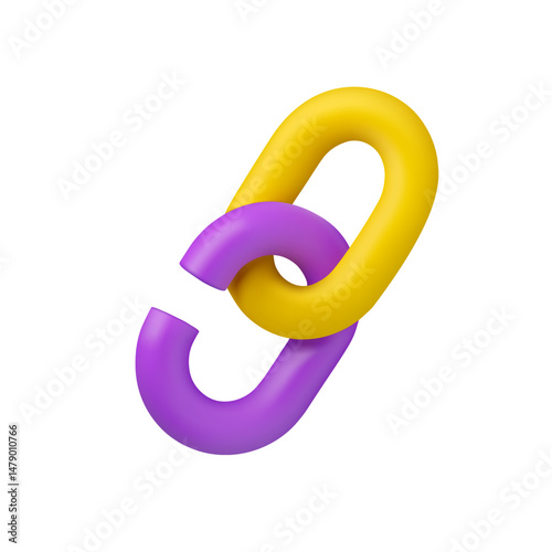 Broken chain link vector 3d icon. Unlink concept. Cartoon disconnect or weakness illustration.