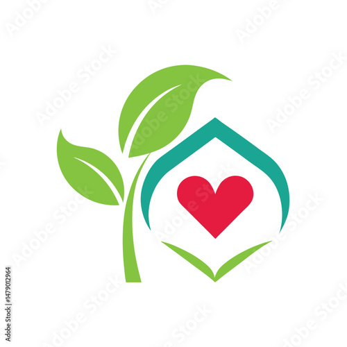Healthy Home Living with Heart and Plant Logo