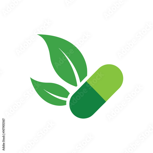 Herbal Capsule Leaf Medicine Logo