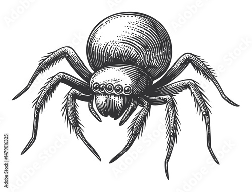 Vintage Style Vector Illustration of a Detailed Spider Design