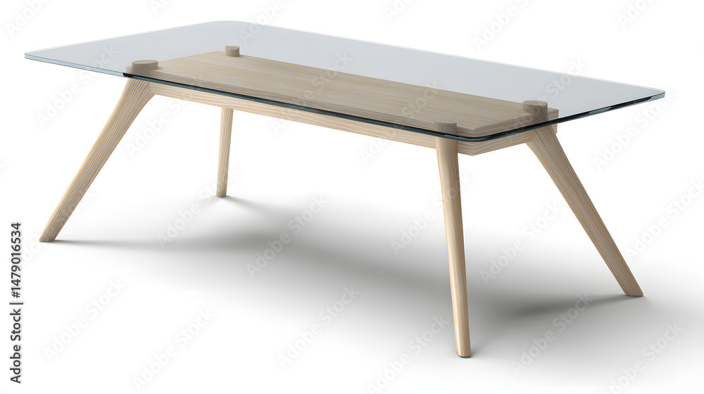 Fototapeta premium A glass table with wooden legs