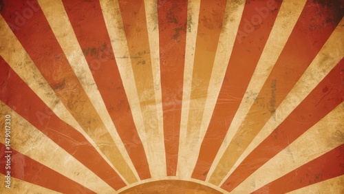 Vintage circus backdrop with radial retro stripe pattern. Circus style, retro design, entertainment, festival and event decoration