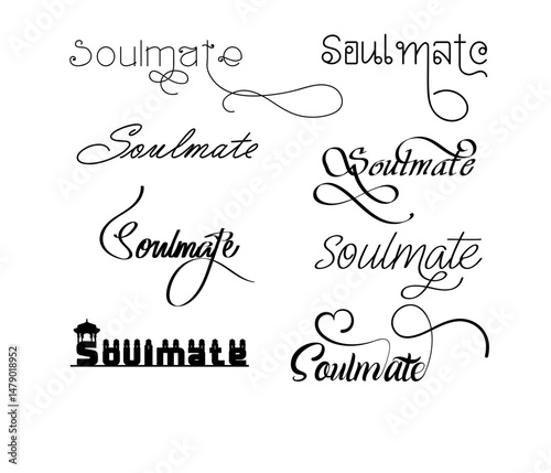 Soulmate Logo in Elegant English Calligraphy, Soulmate Handwritten Logo in Stylish Script Font – Romantic Branding Design Vector