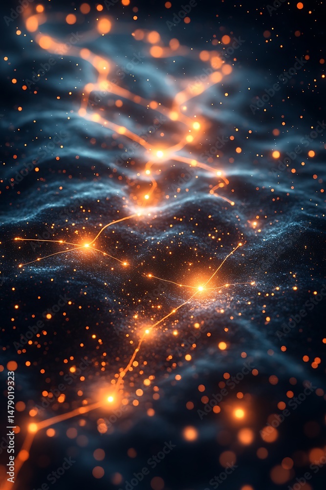 Fototapeta premium Abstract glowing network, dark background