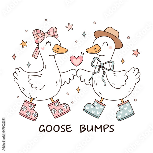 Goose Bumps sublimation design. Cute funny goosebumps meme shirt print, hand drawn vector illustration in flat style