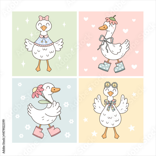 Trendy silly goose sublimation meme shirt design. Silly goose on the loose. Cute funny silly goose hand drawn vector illustration in flat style