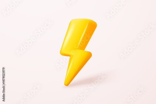 3D thunder bolt icons realistic on white background. symbol of thunderbolt energy, flash lightning, danger and power. Simple lightning strike emblem. 3d powerful charge icon vector render illustration