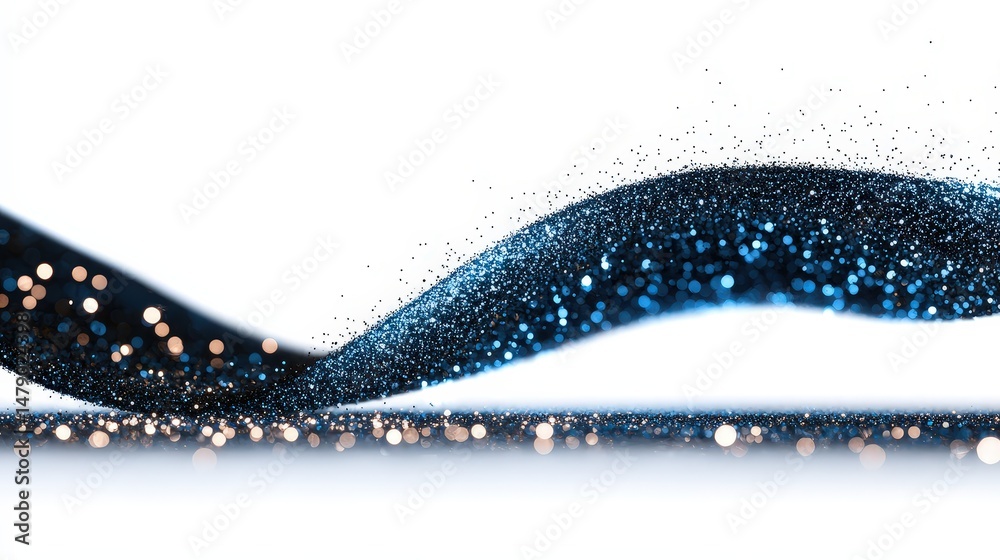 Naklejka premium Shimmering Blue Glitter Wave with Sparkling Bokeh Effect