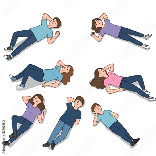 People laying down relaxing relaxing dreaming thinking