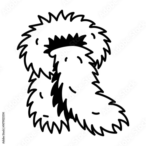 A hand drawn style icon depicting fur scarf
