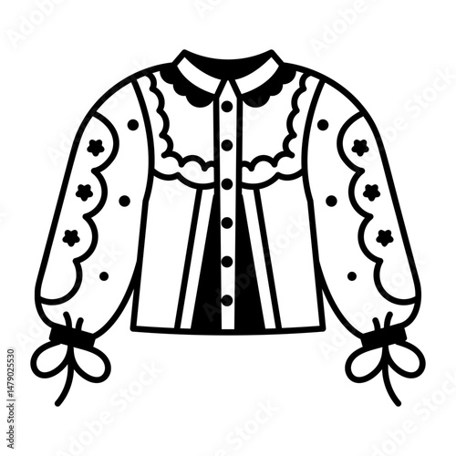  A sketchy style icon of stylish blouse

