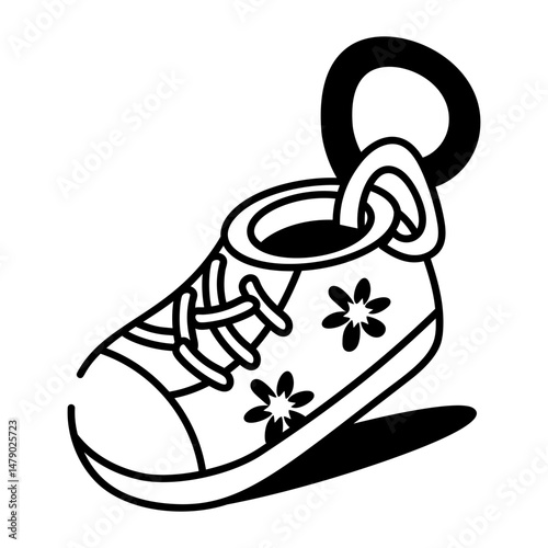 A doodle style icon showing shoe keyring
