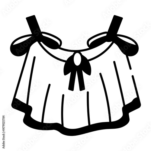A doodle style icon showing off shoulder blouse 

