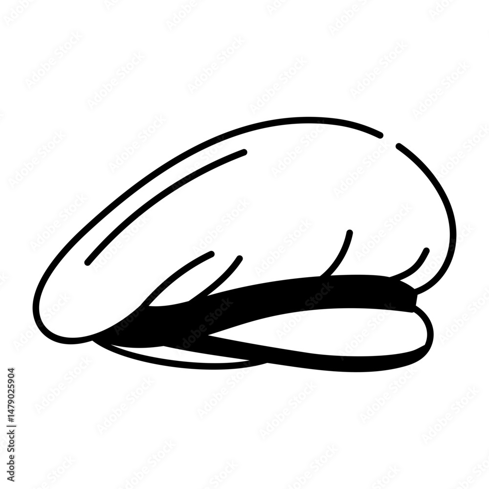A hand drawn style icon depicting beret hat
A hand drawn style icon depicting beret hat